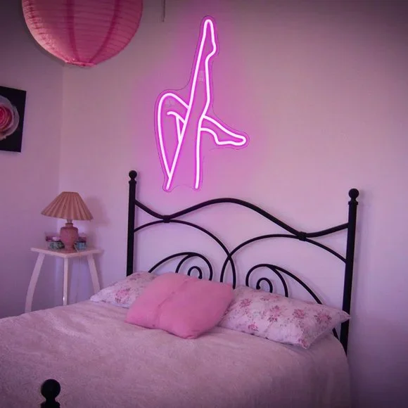 Neon Pink Body Woman Legs Sexy Feminine Figure LED Light Wall Room Dorm Decor - Picture 3 of 6